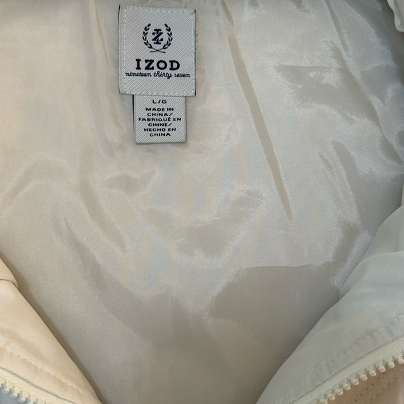 Izod Ivory Quilted Vest With Zip Front and Front Slip-In Pockets Size L - Picture 3 of 5